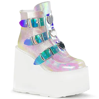 Produktbild von SWING-105 Damen Booties von DemoniaCult, Weiß Irisierend , EU 38, US 8