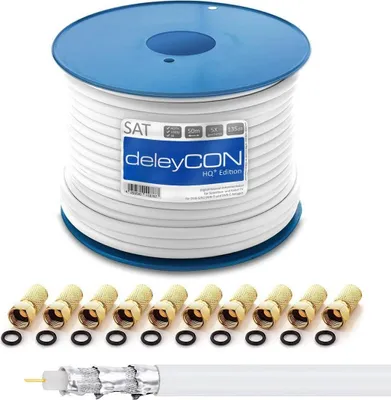 Produktbild von deleyCON MK1553, 50 m, F, F, Weiß