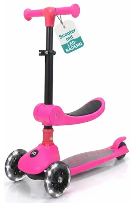 Produktbild von SereneLife Kinderroller ab 3 Jahre in Rosa – LED Tretroller faltbar höhenverstel