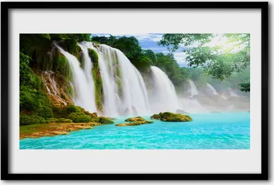 Produktbild von Bild 60x40 MDF-Rahmen Wandkunst Wasserfall See Natur