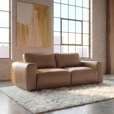 Produktbild von riess-ambiente Sofa BIG GEORGE 205cm cognac Echtleder Taschenfederkern 2-Sitzer Couch mit Armlehnen