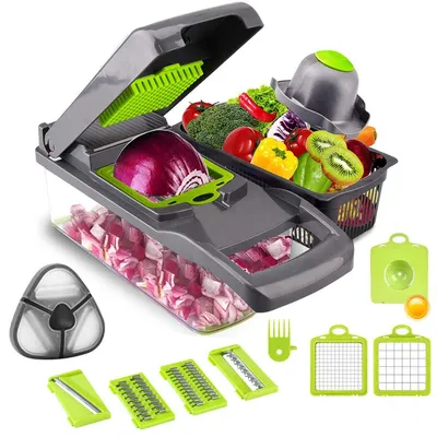Produktbild von Gemüsehobel 13-in-1, Edelstahl, für Küche, verstellbar, multifunktional