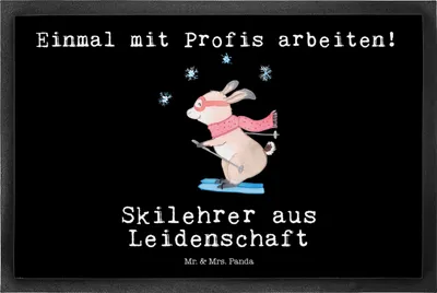 Produktbild von Mr. & Mrs. Panda Schmutzmatte Skilehrer Leidenschaft 50 x 75 cm - Schwarz - Geschenk, fußmatte, Bodenvorleger, Vorleger, Schmutzfangmatte, Gummimatte, Schmutzfänger