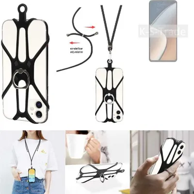 Produktbild von K-S-Trade 3in1 Handykette Handyband Handykordel Halsband Smartphone-Ring Handy-Ring kompatibel mit HiSense Infinity H60 Zoom Fingerhalterung Handyring