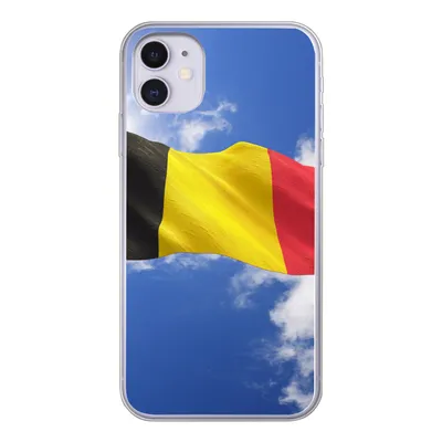 Produktbild von MuchoWow® Handyhülle Schutzhülle Hülle für iPhone 11 Die Flagge Belgiens weht am Himmel Silikon Softcase Handy Hülle - Handytasche