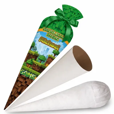 Produktbild von Ferocity, Schultüte Gamer grün, mit Namen, 70 cm, Einschulung, Jungen