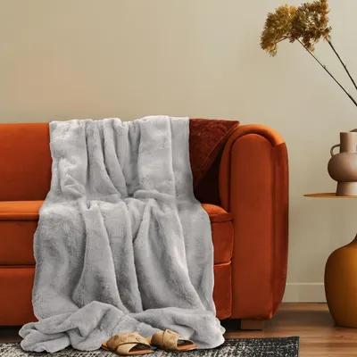 Produktbild von Deko Wohnzimmer Decke Kuscheldecke Tagesdecke Sofadecke Waschbar Weich Soft 200x240cm Grau