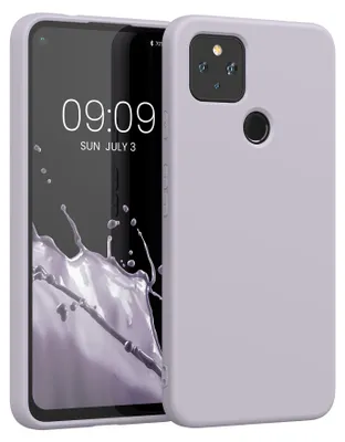 Produktbild von kwmobile Hülle kompatibel mit Google Pixel 4a 5G Hülle - gummierte TPU Silikon Handyhülle - Schutzhülle für kabelloses Laden - Case in Purple Cloud