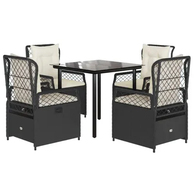 Produktbild von vidaXL 5-tlg. Garten-Essgruppe mit Kissen Schwarz Poly Rattan