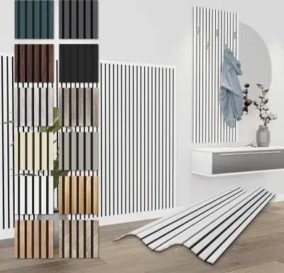 Produktbild von HEXIM Akustikpaneele 138,5x60cm - flexible Lamellenwand Holz MDF Wandpaneele Lamellenverkleidung Wandverkleidung Innendekoration schalldämmend (1 Paneel / 0,83 m² White - APH11)