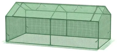 Image de Serre - Serre en film plastique PE avec étagères - Résistante aux intempéries - Pour balcon et jardin - Maison de tomates 180 x 90 x 7 cm - Vert armée