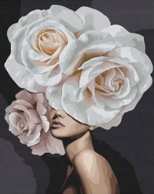 Image de Mosaïque en strass "Rose blanche", femme, 30x40 cm, créations en strass