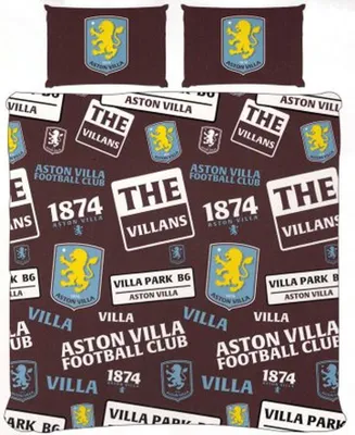Obrázek produktu pro Aston Villa FC - Ložní souprava s nášivkami BS6297 (jedna velikost) (vínově červená/nebesky modrá/žlutá)