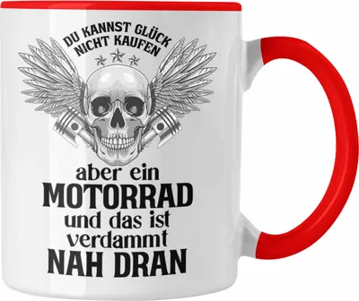 Produktbild von Trendation - Motorradfahrer Geschenk für Männer Motorrad Tasse Spruch Kaffeetasse für Biker Herren (Rot)