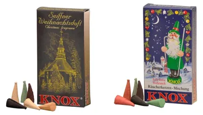 Produktbild von KNOX - 2er Set Räucherkerzen Weihnachtsmischung / Seiffner Weihnacht - Inhalt jeweils 24 Stück, Größe M (Standard)