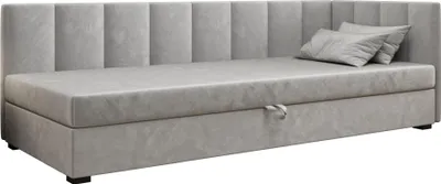 Obrázok produktu pre AURA SOFA Boxspringová posteľ ADEL PLUS 80x195 Kompletná sada s matracom Bonell, čalúnená posteľ s úložným priestorom – sivá, MONOLITH 84