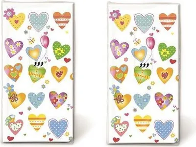 Produktbild von 2x 10 Taschentücher Colourful Hearts - Farbenfrohe Herzen