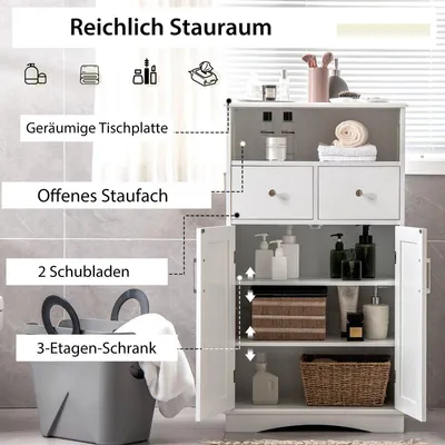 Immagine prodotto di Mobiletto da bagno, indipendente, 2 ante, 60x30x108 cm, bianco
