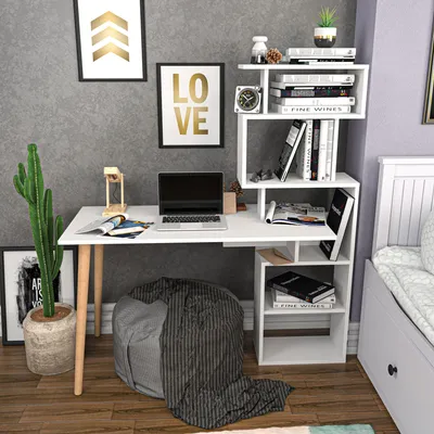 Immagine prodotto di Skye Decor, Vina - White, scrivania, bianco, 100 % MELAMINE COATED SLIPBOARD, 133 x 55 x 146,4 cm