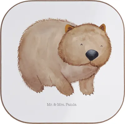 Produktbild von Mr. & Mrs. Panda Untersetzer für Gläser Wombat - Weiß - Geschenk, Australien, Tasse, Tassenuntersetzer, Lustige Sprüche, Coaster, Motivation, Tischuntersetzer, Spruch