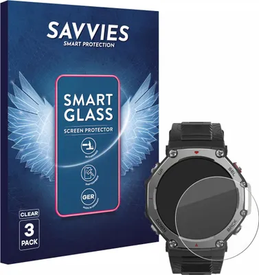 Produktbild von 3x Savvies Schutzglas Folie für Huami Amazfit T-Rex 3 9H Panzer Schutzfolie Glas Displayschutz klar transparent