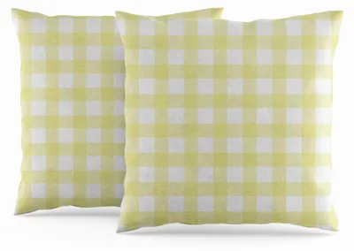 Image de Solidchoice - Ensemble de 2 housses de coussin en coton à carreaux jaunes, dimensions 50 x 50 cm