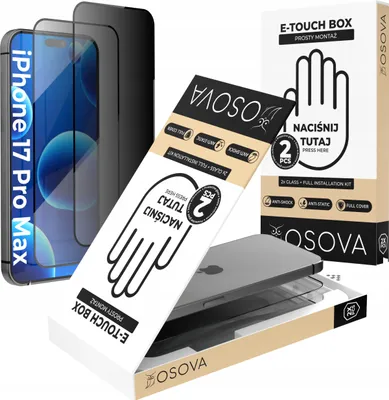 Zdjęcie produktu dla SZKŁO PRYWATYZUJĄCE OSOVA do iPhone 17 Pro Max SZYBKA Z APLIKATOREM 2 szt