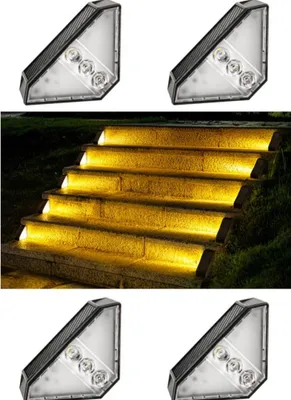 Image de INF Lampes Solaires d'Escalier LED Blanc Chaud pour Jardin - Lot de 2 4 Pack