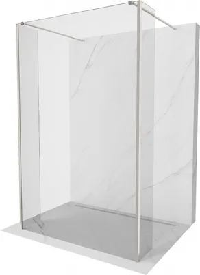Produktbild von Mexen Kioto freistehende Duschwand 145 x 30 x 30 cm, transparent, gebürstetes Nickel - 800-145-030-222-97-00-030