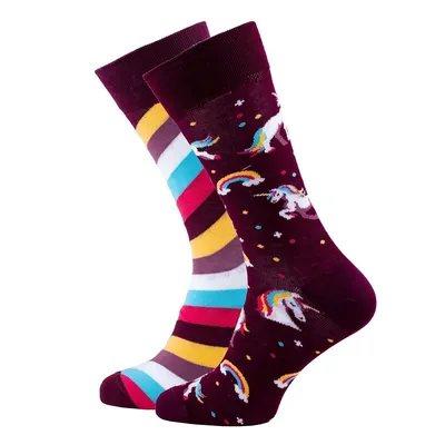Produktbild von Many Mornings Merry gemusterte Socken The Unicorn burgundy Größe 43-46