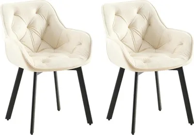 Image de lot de 2 chaises de salle à manger en velours - Chaises de cuisine - Ergonomiques, pivotantes et particulièrement confortables