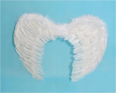 Produktbild von Engelsflügel Weiß Echtfedern - Kostüm Engel Damen Kinder - Weihnachten Party 60x40cm