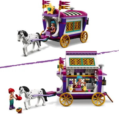 Produktbild von LEGO 41688 Friends Magischer Wohnwagen, Wohnwagen-Spielzeug mit Mini Puppen und Pferd, Freizeitpark