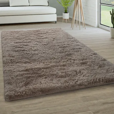 Produktbild von Hochflor Teppich Wohnzimmer Fellteppich Kunstfell Shaggy Flauschig Einfarbig Grösse 80x150 cm