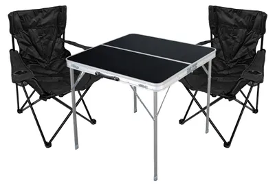 3-tlg. Campingmöbel Set Tisch schwarz Tragegriff Campingstuhl mit Tasche