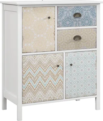 Produktbild von Fortuna Lai Kommode Aufbewahrungsschrank 2 Schubladen 3 Fächer Kippschutz Wohnzimmer Schlafzimmer Weiß 68x34x80cm