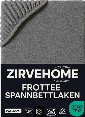 Produktbild von Frotte Spannbettlaken 90x200-100x200 cm - Winter Spannbetttuch Baumwolle Bettlaken Matratzen bis 25 cm Höhe, Grau