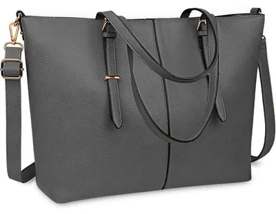 Productafbeelding van Damen handtas/shopper, 15,6 inch laptop tas, grijs, Polyurethanleer, 47x13x32 cm