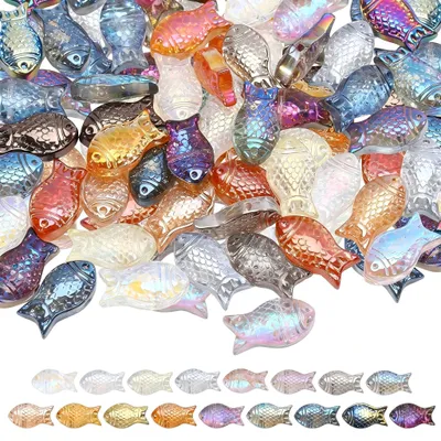 Glasfischperlen, 102 Stück, 15x8x5 mm, mehrfarbig, DIY-Schmuck
