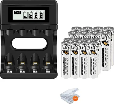 Obrázok produktu pre Nabíjateľné lítium-iónové batérie, 3500 mAh AA, 1300 MWh AAA, 8AA 8AAA 1nabíjačka