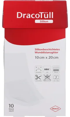 Image de Dracotüll Silik.10x20cm Siliconbesch.Wundkont.Aufl 10 St