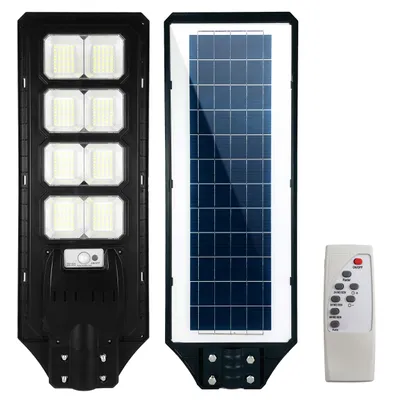 Obrázek produktu pro MasterLED Solární pouliční osvětlení 400W - 6000K studená bílá - IP65 černá - Dálkové ovládání PIR senzoru - Venkovní osvětlení