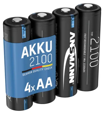 Produktbild von ANSMANN Akku Mignon AA, 2100 mAh 1,2V, 4 Stück,  geringe Selbstentladung
