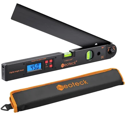 Digitaler Winkelmesser 400 mm, 0–225°, LCD, Wasserwaage, schwarz