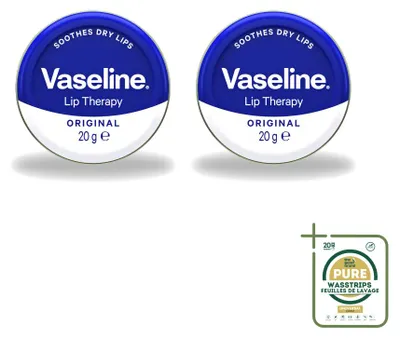 Image de 2 baumes à lèvres Vaseline Original, 20 g chacun - Pack économique - 2 pièces