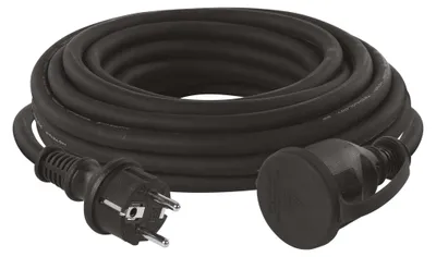 Verlängerungskabel 10 m / 1 Steckdose / schwarz / Gummi-Neopren / 250 V / 2,5 mm2