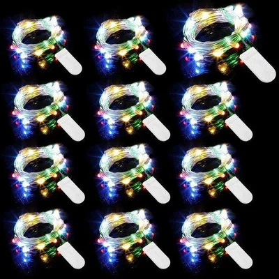 Produktbild von 12 Meter Lichtschnüre mit 20 LEDs auf batteriebetriebenen Kupferdraht, wasserdicht, für DIY-Bräute, Feiern, Festivals und Dekorationen (farbig)