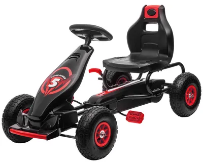 Obrázok produktu pre HOMCOM Gokart, detské vozidlo s pedálmi, šliapacie autíčko, na vonkajšie použitie, červená + čierna