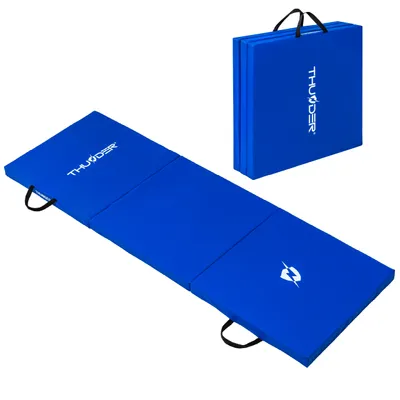 Immagine prodotto di Tappetino ginnico THUNDER MG-02-BLUE 180 × 60 × 5 cm pieghevole antiscivolo con maniglie per fitness, yoga e ginnastica
