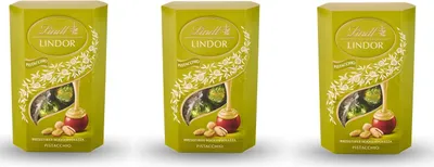 Produktbild von 3x Lindt Lindor Pistacchio Milchschokoladen pralinen gefüllt mit Pistaziencreme 200g
